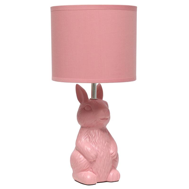 16.33 in. Pink Finish Table Lamp with Pink Shade, Sturdy Table Lamp for Living Rooms and Bedrooms