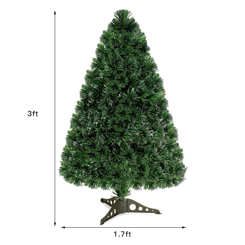 3Feet Artificial Pre-Lit Fiber Optic PVC Christmas Tree