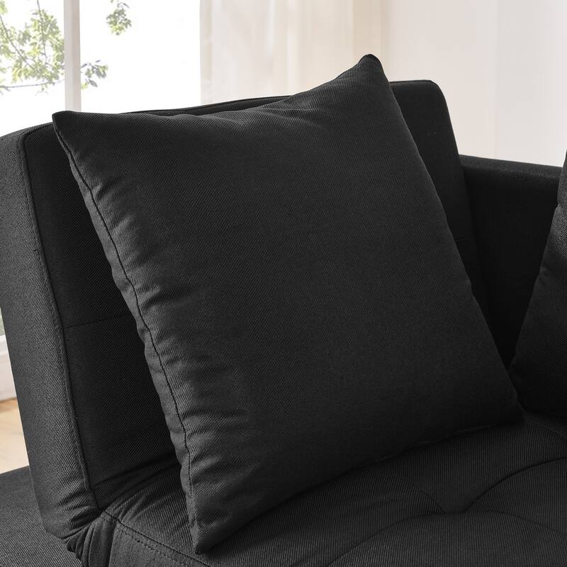 Roomfitters Convertible Sleeper Sofa Chair with Adjustable Backrest, Pullout Bed and Wheels, Linen Fabric