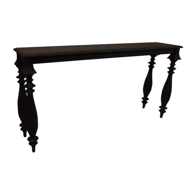 HomeRoots 54" Black Solid Wood Distressed Console Table - 54.00 in. x 30.00 in. x 12.00 in.