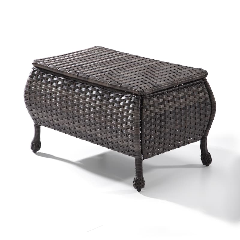 Cozywor Brown Wicker Outdoor Patio Storage Coffee Table
