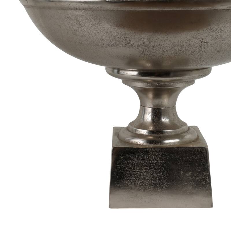 Aluminum Decorative Bowl Modern Pedestal Base Home Decor - 15" Silver - 20" x 20" x 15"