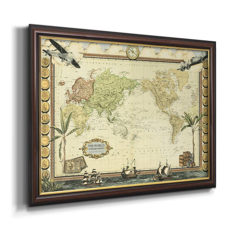 Adventure Map Premium Framed Canvas- Ready to Hang