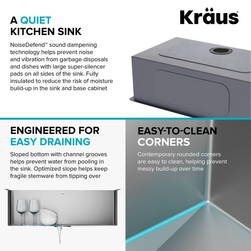 KRAUS Standart PRO Undermount Single Bowl Stainless Steel Kitchen Sink