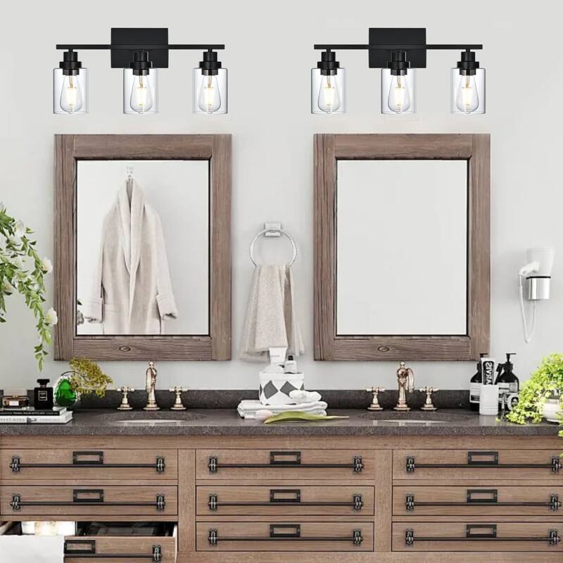 2-Light Modern Vanity Light, Bathroom Mirror Light with Clear Glass Shade