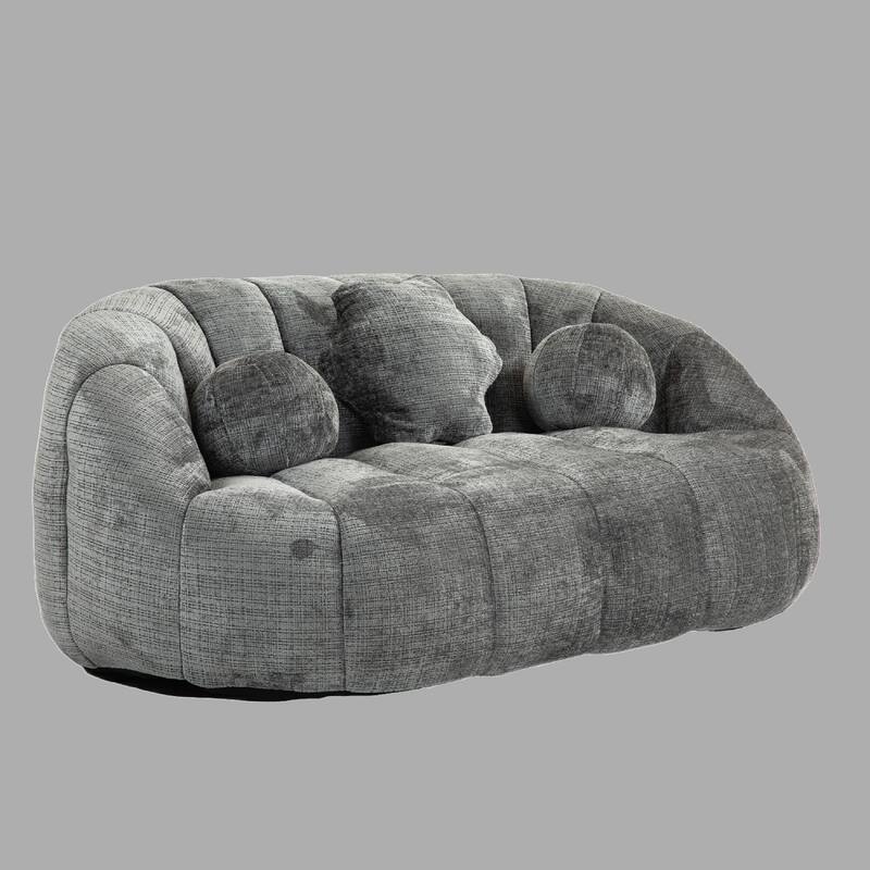 Durable High Back Bean Bag Sofa, Lazy Sofa Lounger with Foam Filling for Adults and Kids, Indoor & Outdoor Soft Lounge Chair - Grey