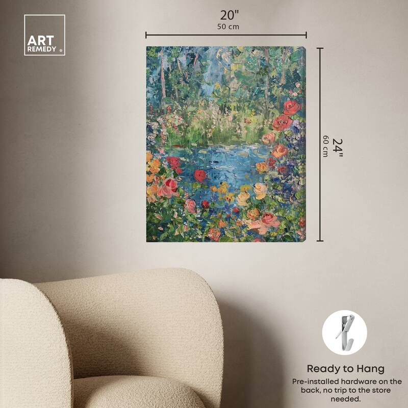 Art Remedy Serene Escape Gallery Wrapped Impressionism 1 Piece Canvas Wall Art /Monet And Van Gogh Inspired Art