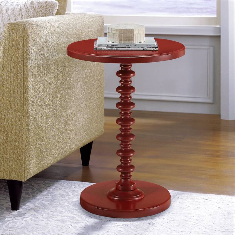 Round Wooden Side Table - Red