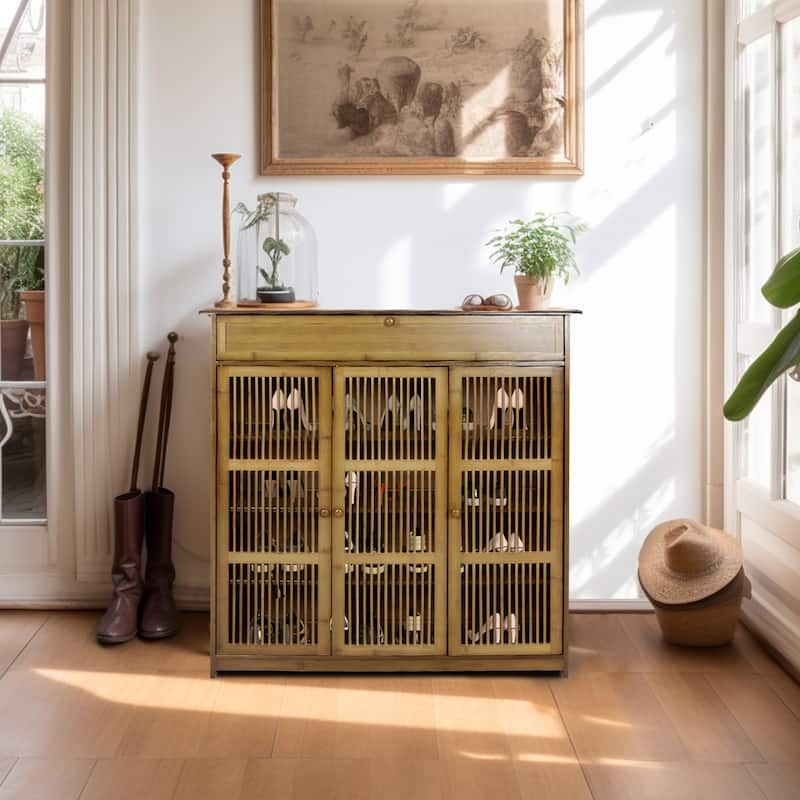 39" Tall Freestanding Bamboo Shoe Rack Storage Cabinet - 4-Tier