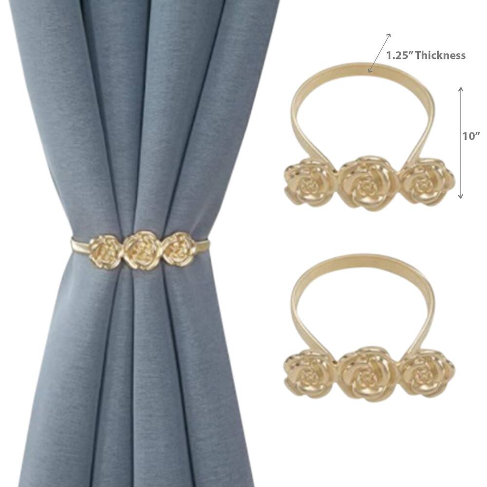 IH Casa Decor Set Of 2 Curtain Tiebacks Roses Rose Gold