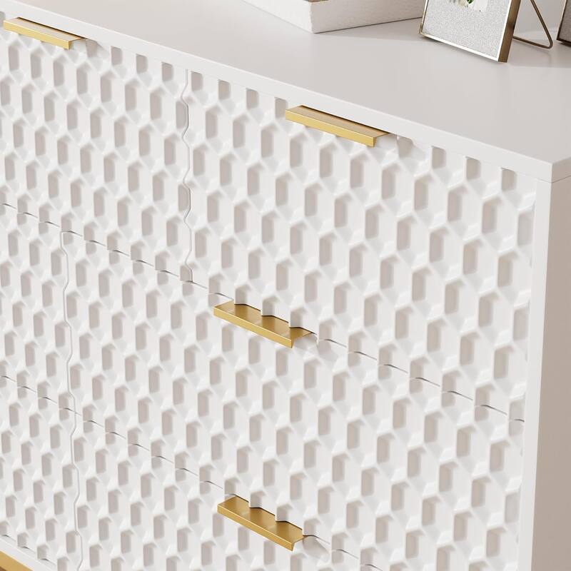 Modern 7 Drawer Dresser for Bedroom, Long Wooden Chest with Deep Drawers and Wide Top for Living Room, Closet, Hallway