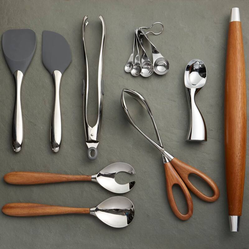 Nambe Curvo Salad Scissors - Brown