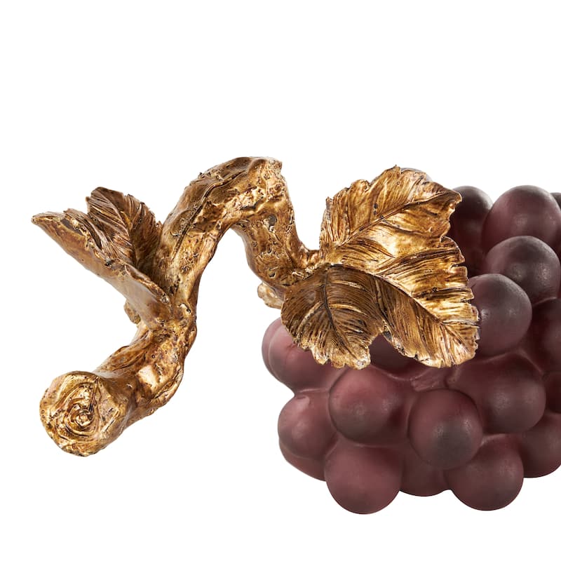 Purple Polystone Grape Fruit Decorative Sculpture with Gold Stem