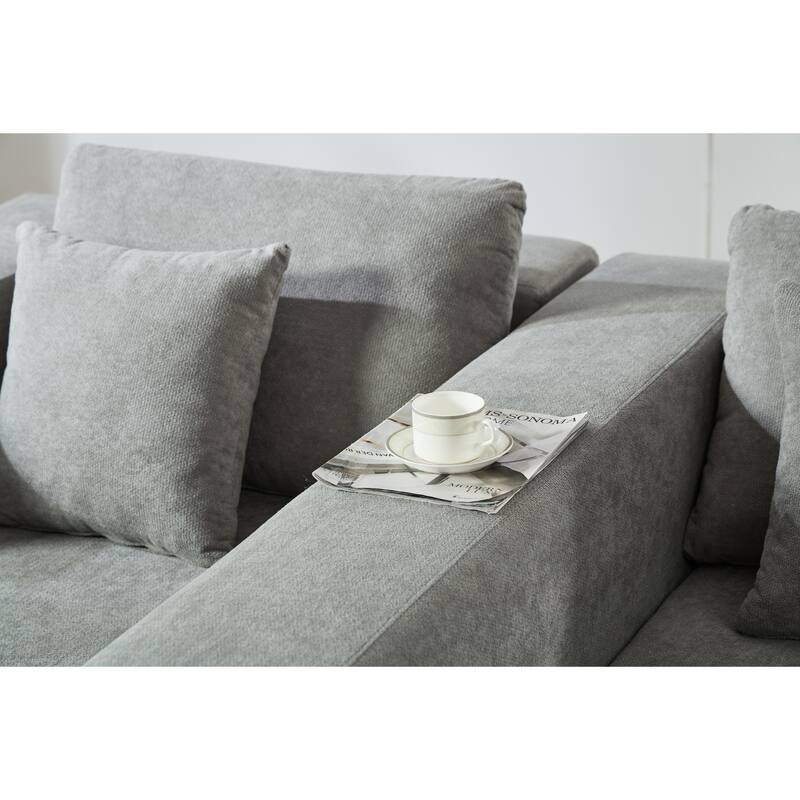 Grey Chenille Compressible Sofa, 106x67x36 in, 152 lbs