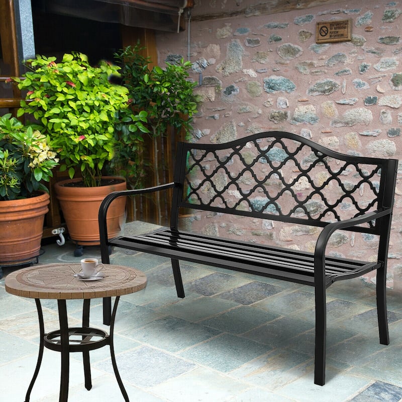 Costway 50'' Patio Garden Bench Loveseats Park Yard Furniture Decor