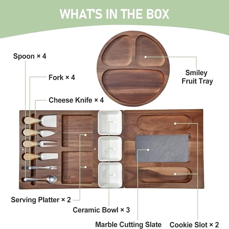 19-Piece Wood Cheese Board Set