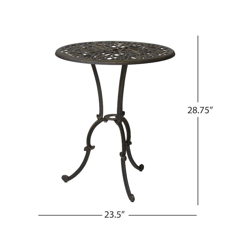 Roomfitters 3-Piece Outdoor Bistro Set Cast Aluminum Patio Dining Furniture with Round Table and Chairs, Black+Gold