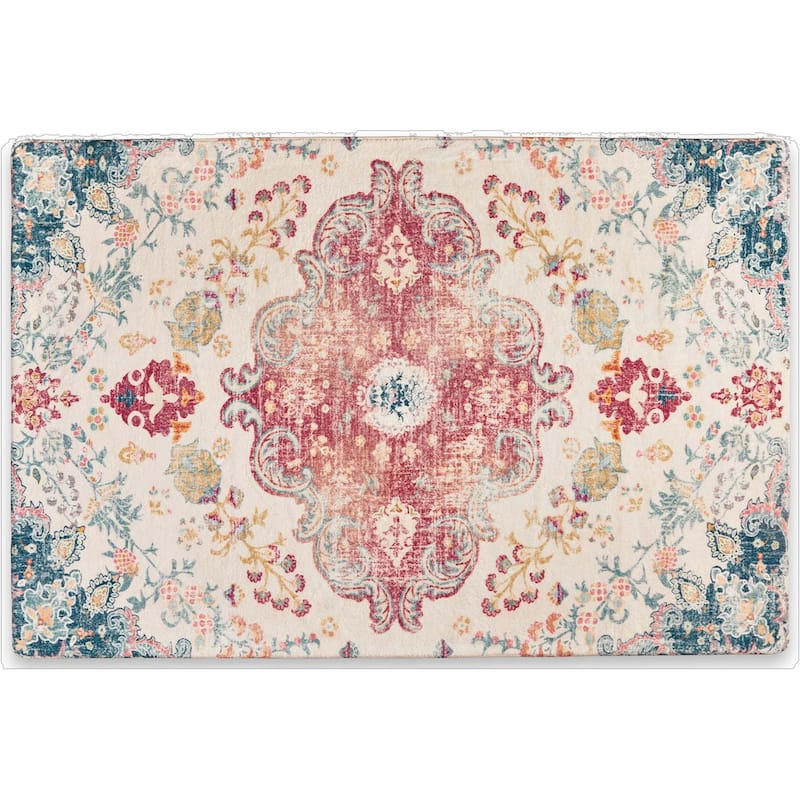 HomeRoots Tropical Floral Traditional Rectangle Area Rug - 8' X 10'