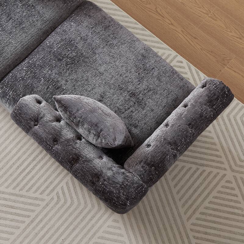 81" Button Tufted Sleeper Sofa Bed with Nailhead and Pillows