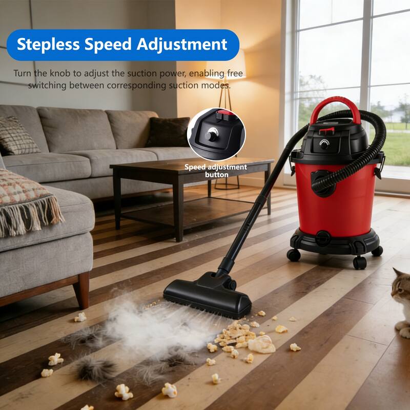 Wet Dry Vac, 5 Gallon,4.3 Peak HP, 3 in 1 Shop Vacuum with Blowing Function, Wet/Dry Vacuum to Clean Floor