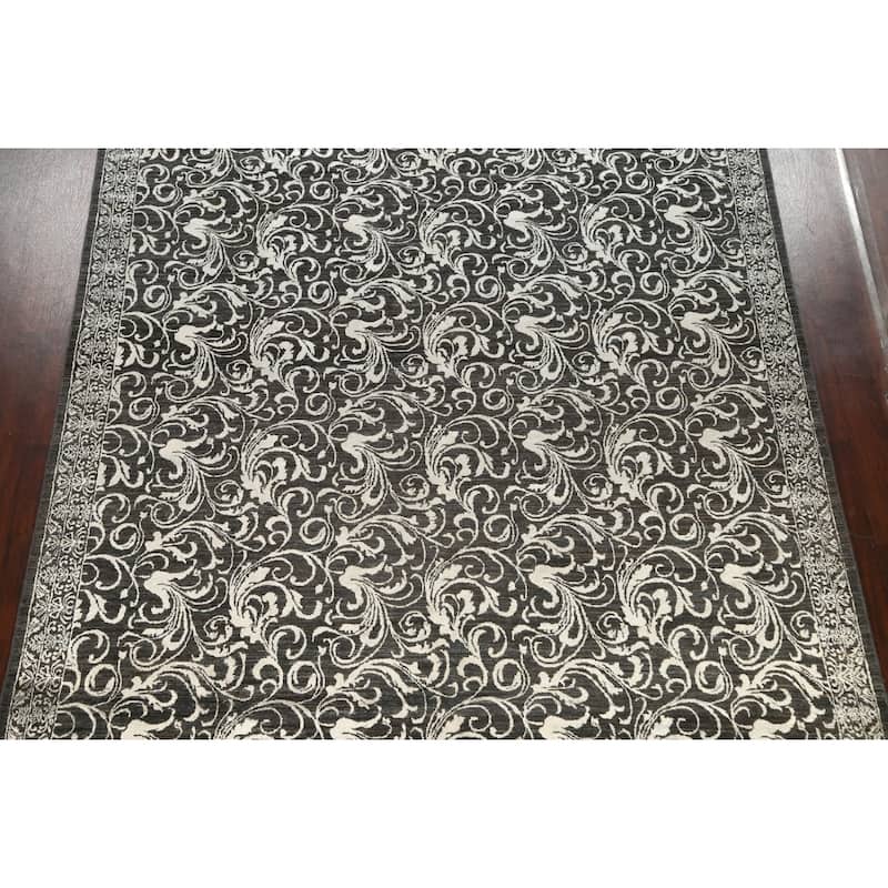 Wool/ Silk Vegetable Dye Floral Versace Oriental Area Rug Handmade - 8'11" x 12'2"