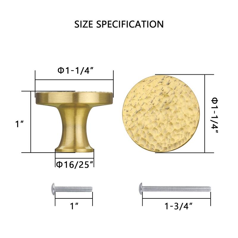 Copper Kitchen Cabinet Knobs 1-1/4 inch (32 mm) Diameter 100% Solid Brass Drawer Knob (10-PACK)