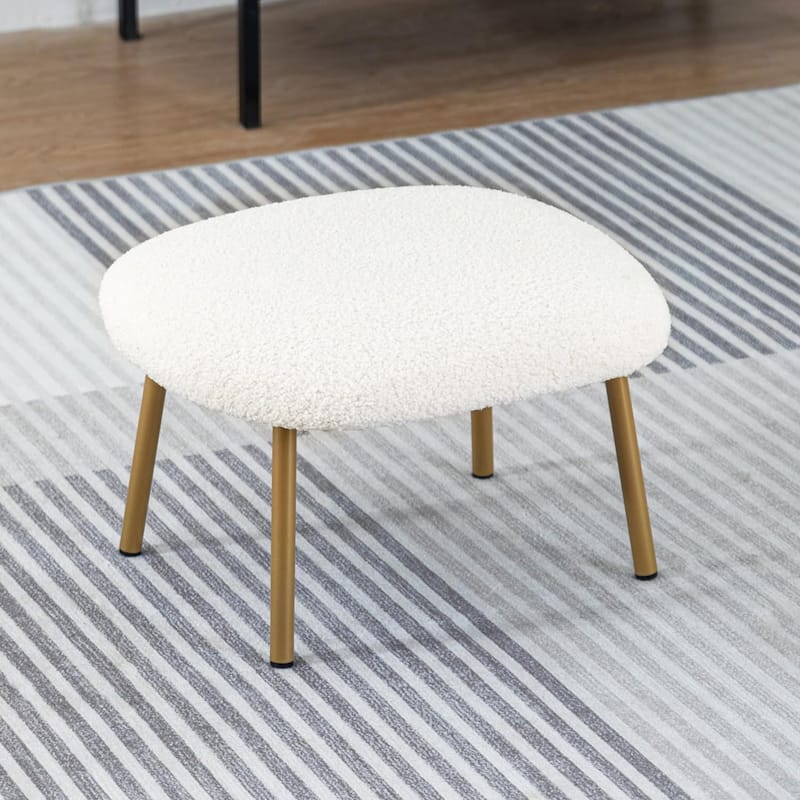 XINMICS Round Boucle Upholstered accent chair ottoman
