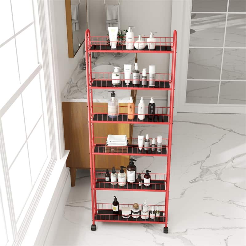 6-Tier Rolling Storage Rack with 6 Baskets