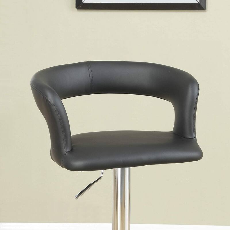 Bar Stool Counter Height Chairs Set Of 2 Adjustable Height Kitchen Island Stools Black Pvc / Faux Leather
