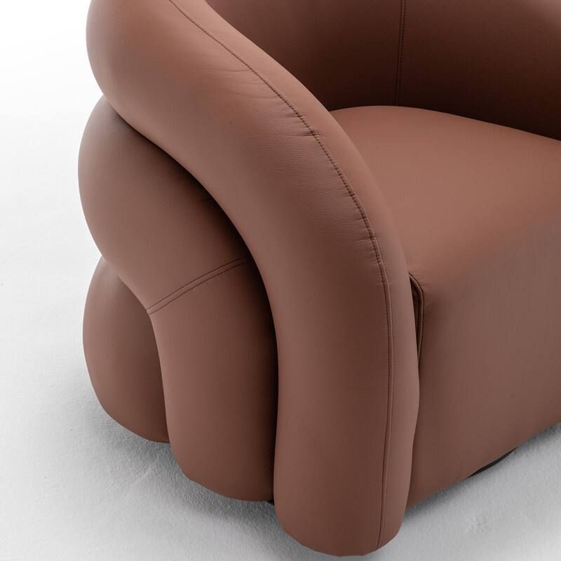 SEYNAR Modern Glam PU Leather 360 Degree Swivel Accent Armchair with Metal Base