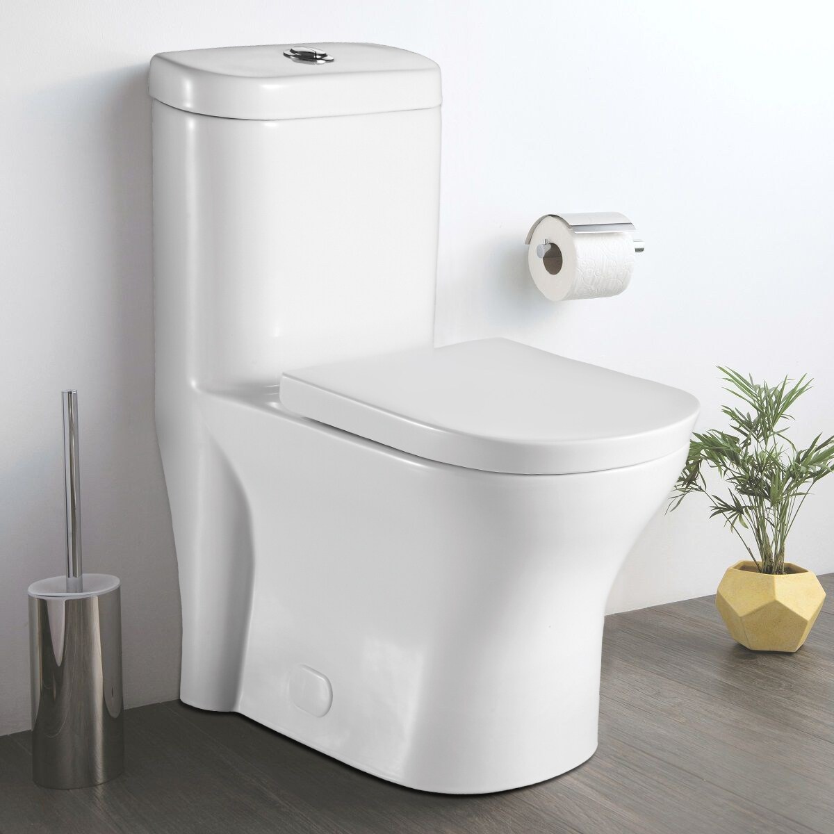 Shop Fine Fixtures Dual Flush Elongated One Piece Toilet With High