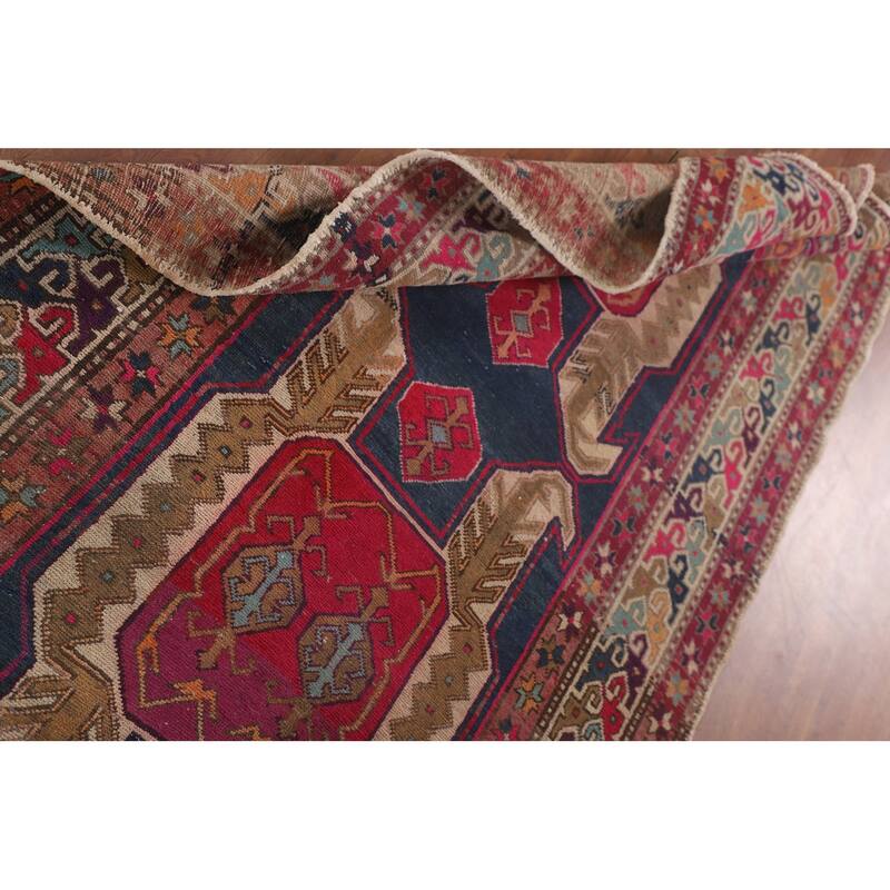 Navy Blue Meshkin Persian Vintage Runner Rug Handmade Wool Carpet - 4'3"x 11'8"