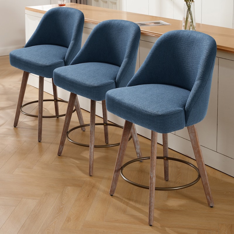 26" Counter Height Swivel Bar Stool, Upholstered Counter Stools - 39.37" (H) x 22.44" (D) x 21.65" (W)