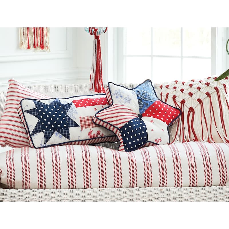 Star Shaped Patriotic 18" x 18" Throw Pillow Decorative Fourth of July