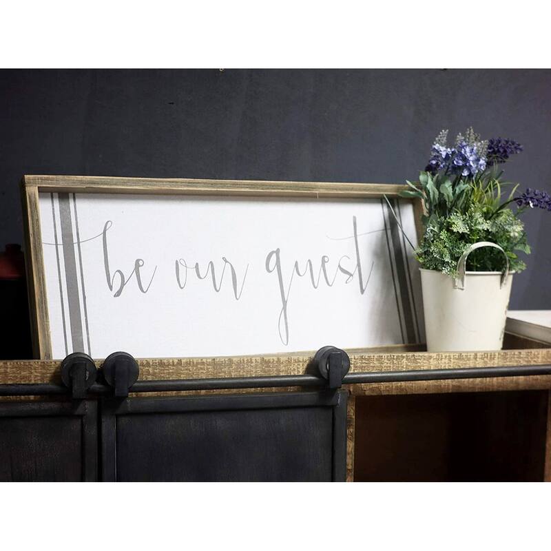 Be Our Guest Wood Framed Wall Sign, Farmhouse Rustic Hanging Decor