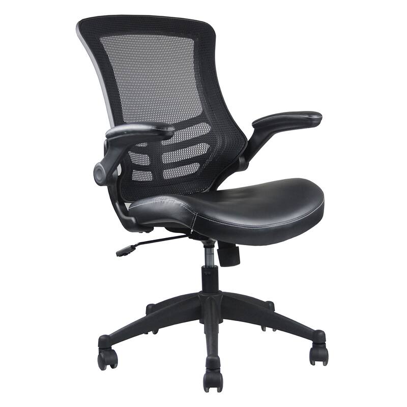 Techni Mobili Stylish Mid-Back Mesh Office Chair with Adjustable Arms, Black