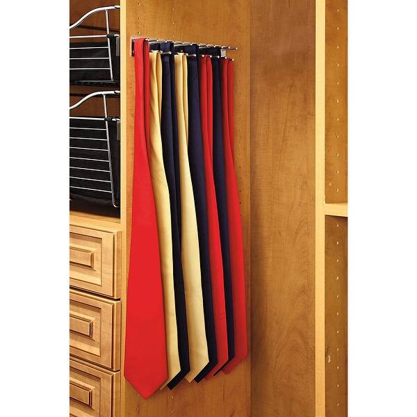 Rev-A-Shelf 6 Inch Metal Adjustable Storage Clothes Closet Hanger Rod For Rack Organization For Valet, Ties And Scarves, , Chrome, CVL-12-CR (2 Pack