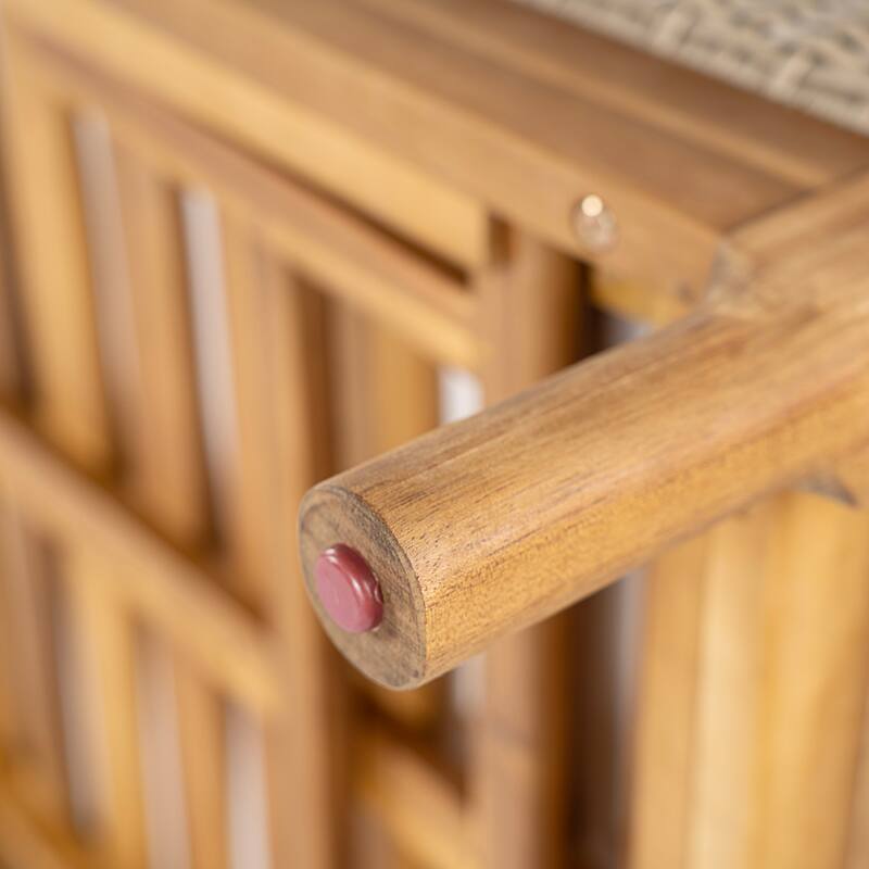 Christopher Knight Home - Solid Acacia Wood Outdoor Chaise Lounge with 4-Position Adjustable Backrest & Woven Rattan Accents