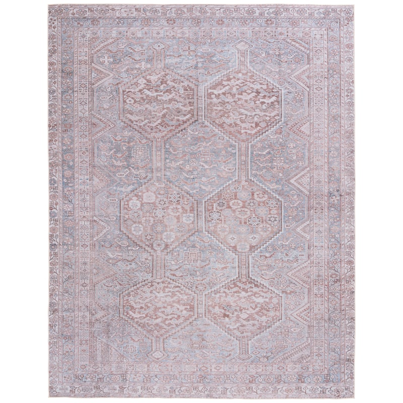 SAFAVIEH Tucson Machine Washable Slip Resistant Jenny Boho Oriental - 8' x 10' - Grey/Rust - Rectangle
