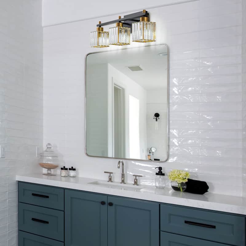 Modern Dimmable Glam Crystal Black Gold Bathroom Vanity Lights
