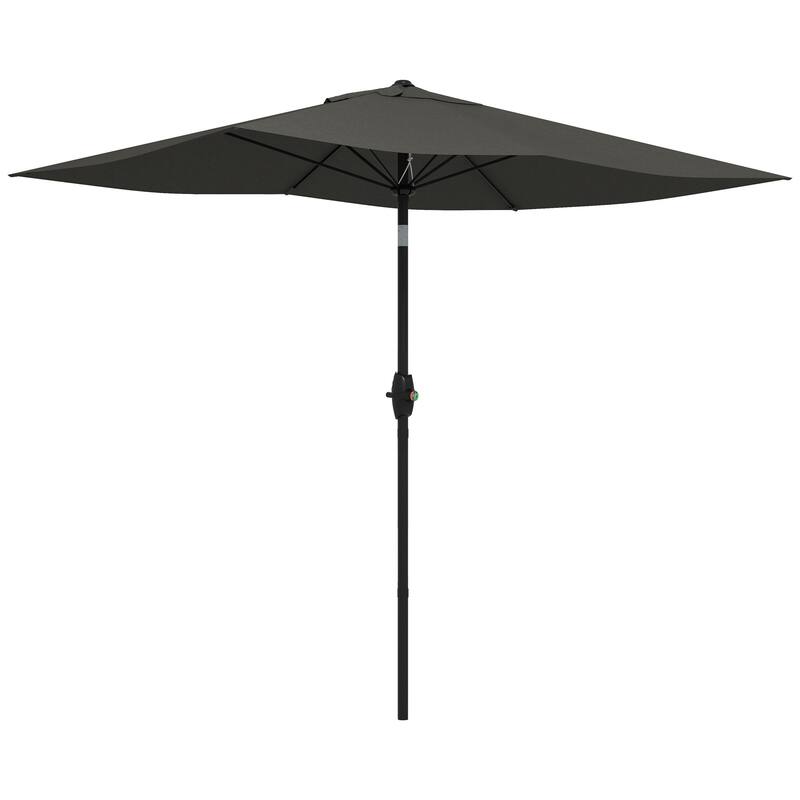 6.5' x 10' Rectangular Patio Umbrella with Crank and Adjustable Tilt, Dark Gray - Grey