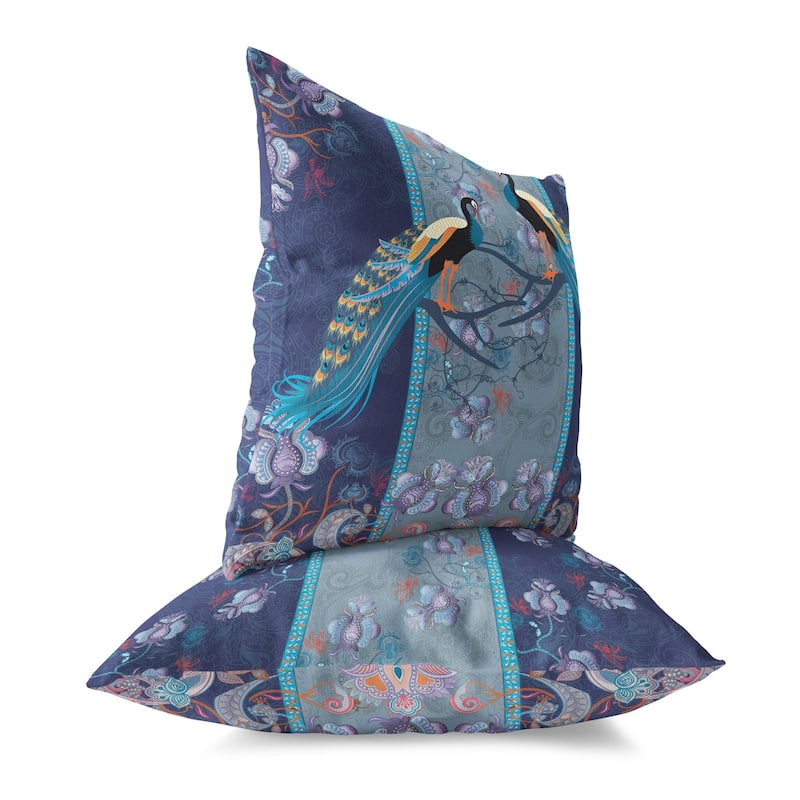 Amrita Sen Enchanted Peacock Faux Suede Accent Pillow
