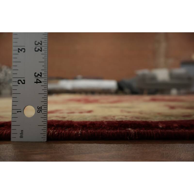 Hand Knotted Oriental 100% Wool Carpet Traditional Floral Red Peshawar Area Rug - 12' 4'' X 9' 0''