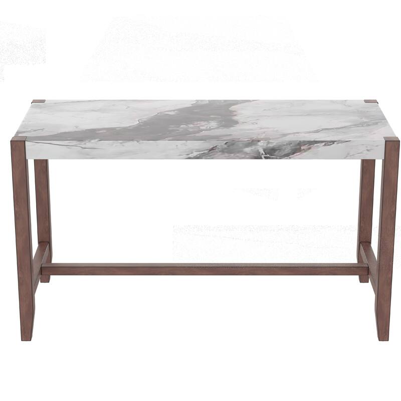 Space-Saving Dining Set - Marble Table & 4 Chairs