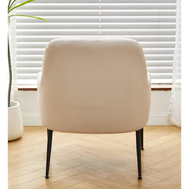 Luxury and Elegance Velvet Armchair Solid and Engineered Wood with Black Metal Legs Dense Foam and Heavy Webbing
