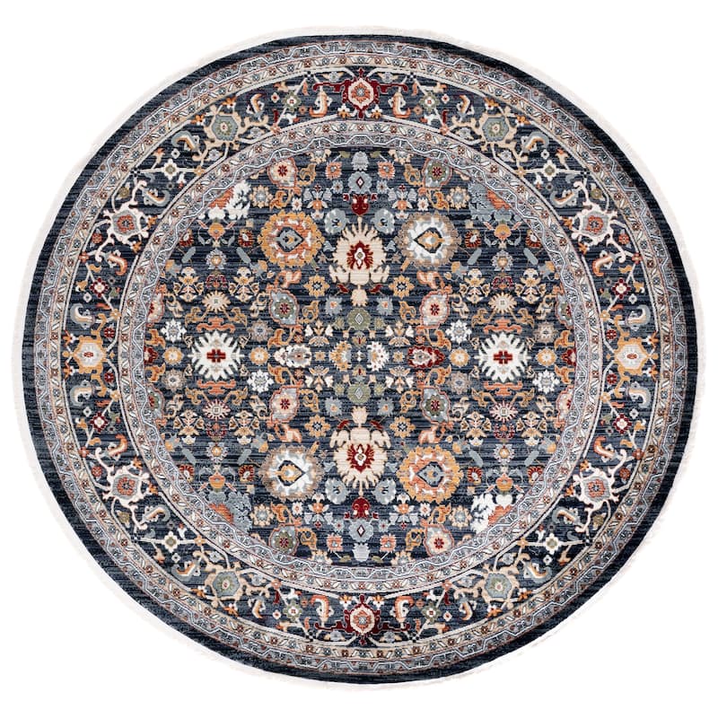 SAFAVIEH Lauren Ralph Lauren Sietha Traditional Rug - 6'7" Round - Navy/Gold