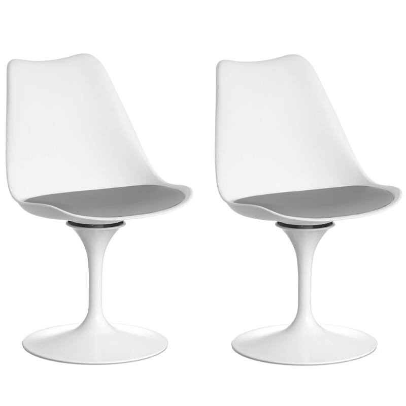 Mid-Century Modern Swivel Tulip Side Chair with Comfortable Cushioned Seat, White Polypropylene Accent Side Chair