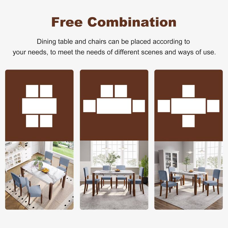 Roomfitters 5-Piece Dining Table Set for 4, Faux Marble Kitchen Table with Upholstered Chairs, Dining Room Furniture Set