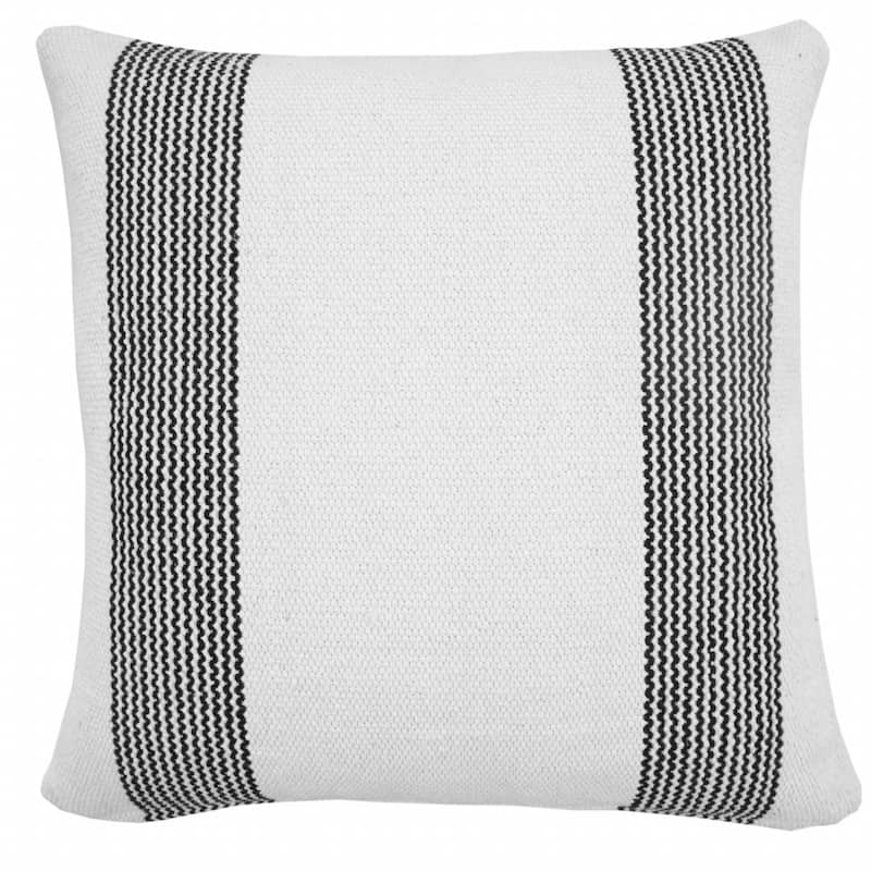 HomeRoots 20" X 20" Black And White 100% Cotton Geometric Zippered Pillow