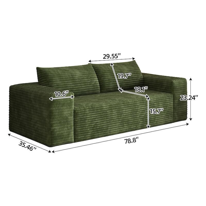 78.8" Corduroy Loveseat Sofa - Deep Seat, No Assembly Required, for Living Room, Bedroom, Apartment